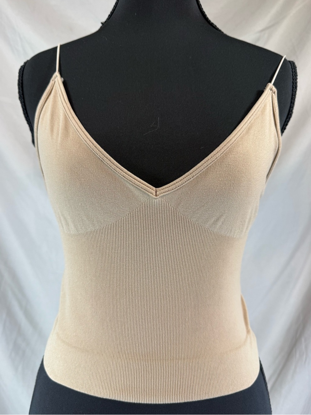 Free People Intimately Seamless Ribbed V-Neck Cord Strap Cami- Latte - M/L